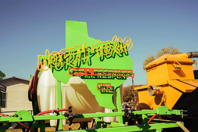 Hazmat-Cleanup-Dallas-North-Texas-Spill-Response-Sign-On-work-equipment Hazmat Cleanup Dallas North Texas Spill Response Sign on Work Equipment