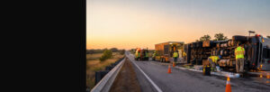 North Texas Spill Response Hazmat crew cleaning up a hazardous spill on rural highway